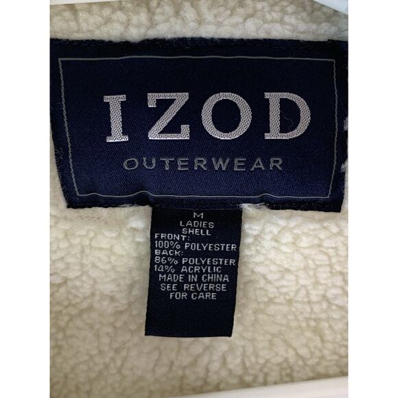 Izod Sherpa Lined Vest With Hood Womens M Tan - Picture 5 of 6